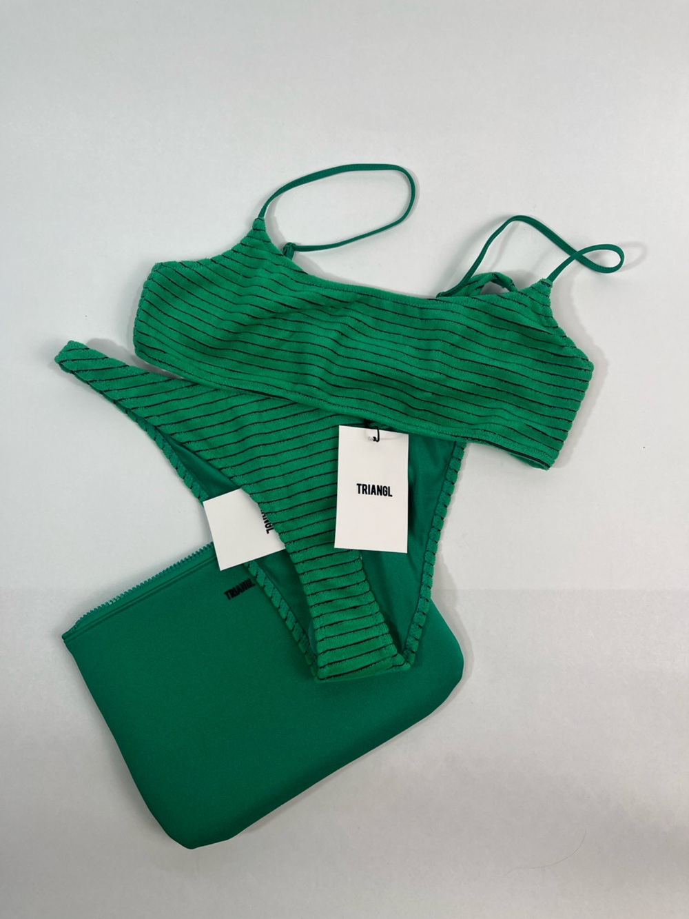 TRIANGL MICA - HUBE GREEN TERRY TOWELLING CROP BIKINI SET - Picture 5 of 16